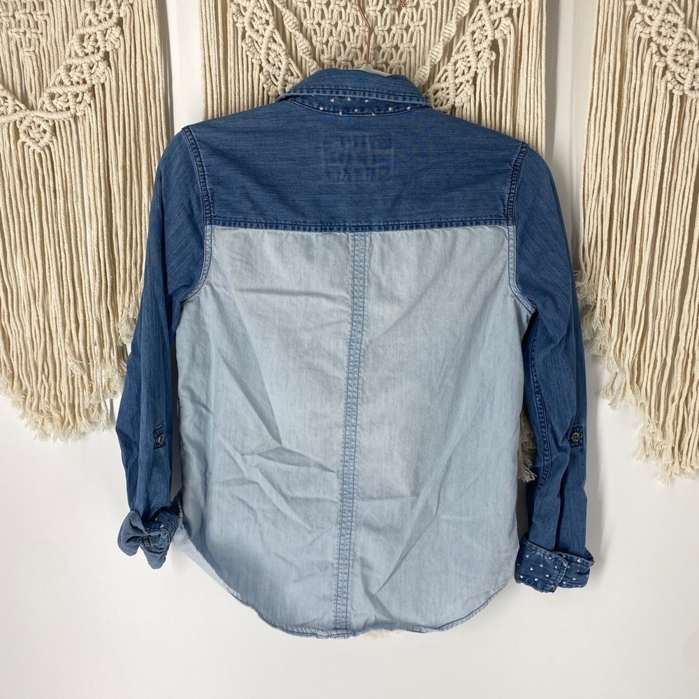 Express Denim Jean Patchwork Western Button Shirt - image 6